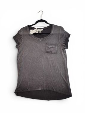 🆕️ Cable & Gauge Grey V-Neck Pocket Tee Hi-Low Hem Womens Size Large